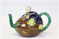 Lot 2237 - Victorian Majolica novelty teapot in the form...