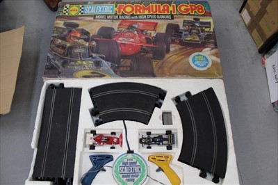 Lot 1414 - Scalextric Formula 1 GP8 Motor Racing boxed set plus boxed Elf Tyrrell Ford C121 and 129 March Ford 240 etc.