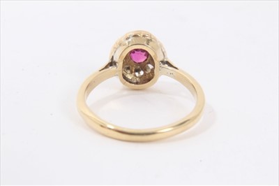 Lot 33 - Antique 18ct gold diamond and red stone cluster ring