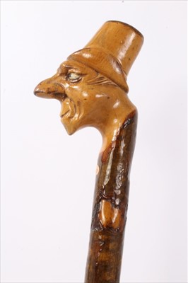 Lot 732 - Antique carved grotesque walking stick