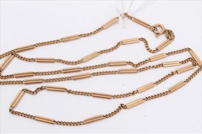 Lot 55 - 9ct rose gold trace chain interspaced with rectangular links