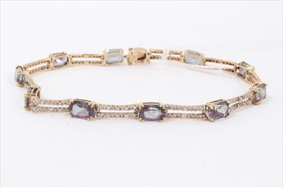 Lot 56 - 9ct gold mystic topaz and diamond bracelet
