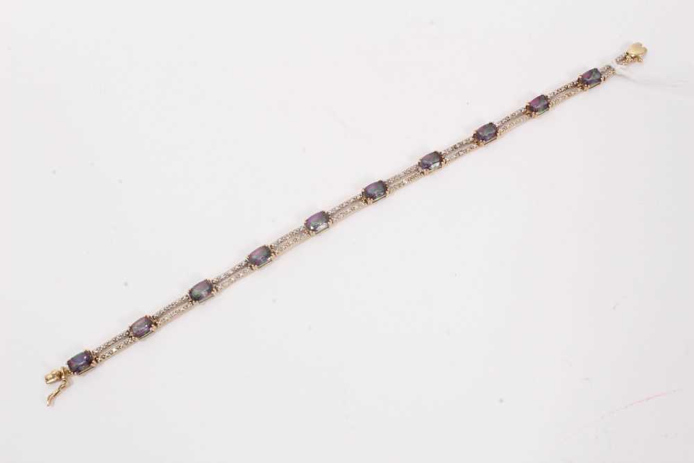 Lot 56 - 9ct gold mystic topaz and diamond bracelet