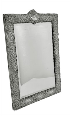Lot 320 - Large Edwardian silver framed toilet mirror with easel back.