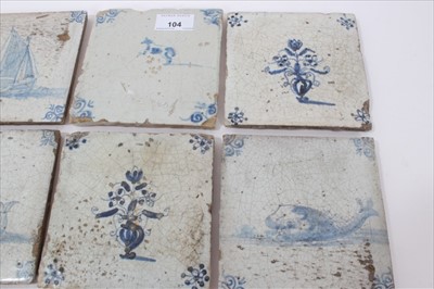 Lot 104 - Assorted 18th century blue and white Dutch delftware tiles