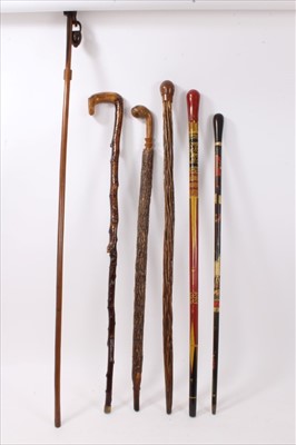 Lot 739 - Unusual group of antique walking sticks