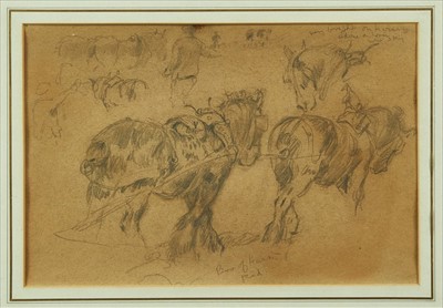 Lot 874 - Sidney Paul Goodwin (1867-1944) pencil sketches - Heavy Horses