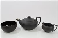 Lot 2245 - Wedgwood Black Basalt three piece tea set -...