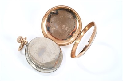 Lot 573 - Gentlemen's 9ct gold open face pocket watch with Swiss button wind movement in 9ct gold Dennison case (Birmingham 1927) together with a gilt metal watch stand