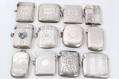 Lot 302 - Collection nineteen Victorian and later silver vesta cases including armorial and enamelled (19)