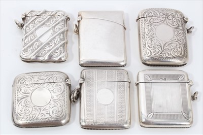 Lot 304 - Collection of twelve Edwardian and later silver vesta cases including military interest (12)