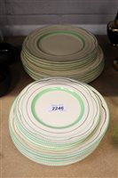 Lot 2246 - Clarice Cliff part dinner service with green...