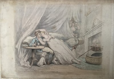 Lot 1038 - Thomas Rowlandson (1756-1827) pair of pen, ink and watercolours - Married Life, signed and dated 1789, in gilt frames, 20cm x 25cm