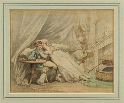 Lot 1038 - Thomas Rowlandson (1756-1827) pair of pen, ink and watercolours - Married Life, signed and dated 1789, in gilt frames, 20cm x 25cm