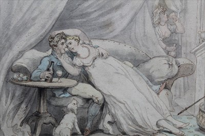 Lot 1038 - Thomas Rowlandson (1756-1827) pair of pen, ink and watercolours - Married Life, signed and dated 1789, in gilt frames, 20cm x 25cm