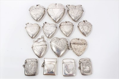 Lot 305 - Collection twenty two Victorian and later silver vesta cases including heart-shaped examples (22)