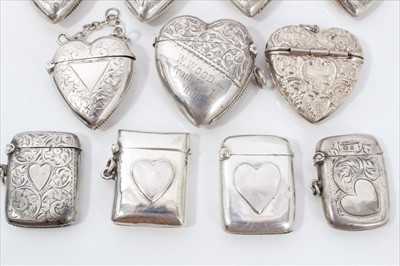 Lot 305 - Collection twenty two Victorian and later silver vesta cases including heart-shaped examples (22)