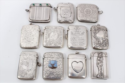 Lot 306 - Collection Nineteen Victorian and later silver vesta cases including enamelled and armorial (19)