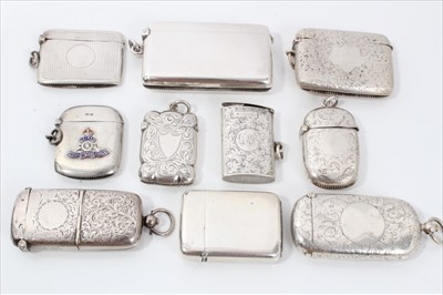 Lot 311 - Collection seventeen Victorian and later silver vesta cases including Art Nouveau and two combined sovereign holders (17)