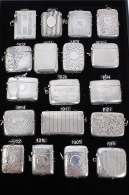 Lot 312 - Collection eighteen Victorian and later silver vesta cases including Royal visit to Glasgow 1928.(18)