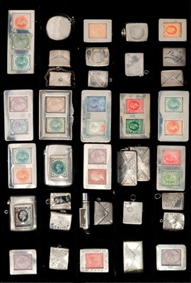 Lot 313 - Collection Victorian and later silver stamp boxes and dispensers - 36 pieces