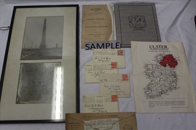 Lot 1054 - Military World War One ephemera including typed and handwritten orders