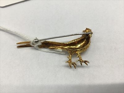 Lot 407 - Novelty 18ct gold pheasant brooch