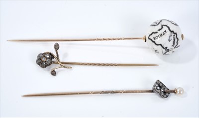 Lot 418 - Three antique stick pins