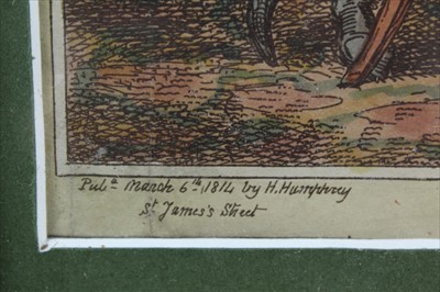 Lot 1050 - George Cruikshank, 19th century hand coloured etching - Game of Chess, published by Humphrey March 6th 1814, in glazed frame, 24cm x 33cm