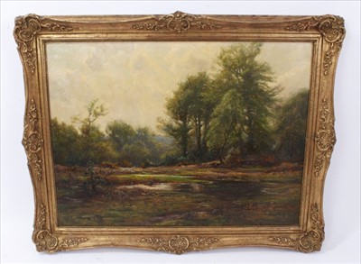 Lot 1064 - Frederick Golden Short (1863-1936) oil on canvas - A Forest Pool, signed, framed, 41cm x 51cm