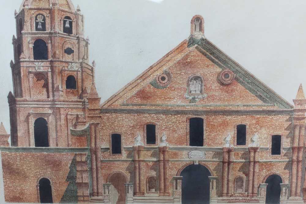 Lot 1079 - Rodolfo Ragodon (1929-c.2001) watercolour - The Church Of Calasiao