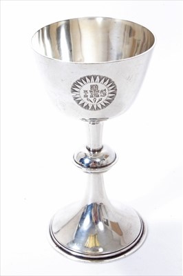 Lot 292 - Victorian Silver Communion Chalice (London 1894), and a silver plated communion plate.