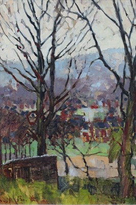 Lot 1149 - David Britton, contemporary, oil on canvas - Sheffield from Allotment, signed, framed, 45cm x 50cm