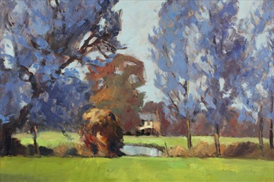 Lot 1148 - David Britton, contemporary, oil on board - October Willow, Ufford, signed, framed, 50.5 cm x 59.5 cm