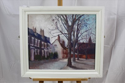 Lot 132 - David Britton, contemporary, oil on board - Abbeygate Street, signed, framed, 49cm x 59 cm