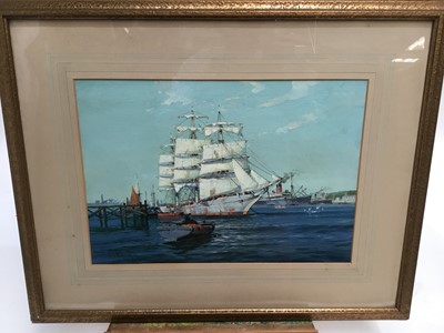 Lot 95 - J. D. Bell, early 20th century oil on paper - shipping in the harbour, signed and dated 1919, in glazed gilt frame, 26cm x 37cm