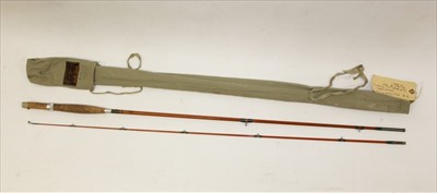 Lot 859 - Rod - Herbert Hatton of Hereford, two-piece trout fishing rod in Hatton canvas bag