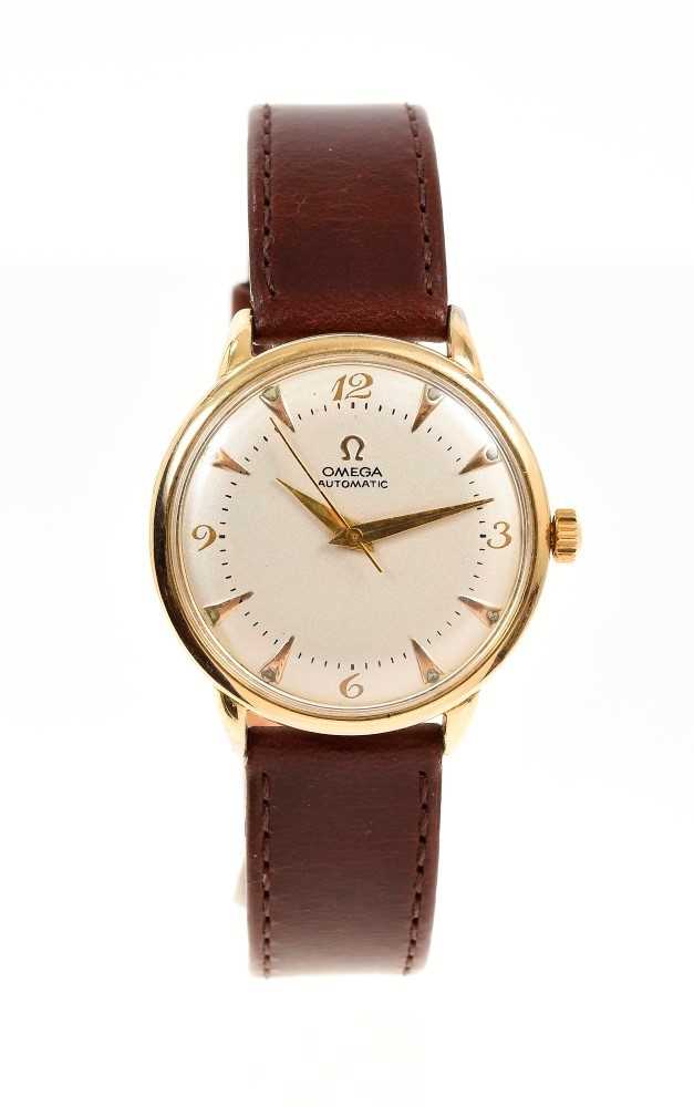 Lot 552 - 1950s gentlemen's Omega Automatic wristwatch with 351 Cal. 'bumper' movement in 14K gold filled case