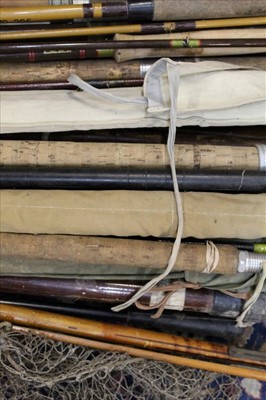 Lot 828 - Selection of vintage bamboo and other fishing rods