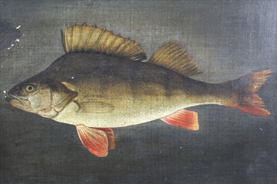 Lot 873 - 19th century oil on canvas fish