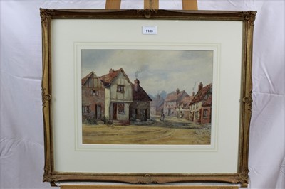 Lot 154 - English School, 19th century, watercolour - a village street, signed with initials F.L.B., in glazed gilt frame, 26cm x 35cm