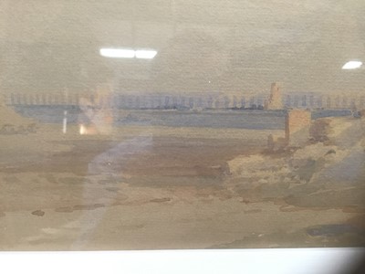Lot 220 - Manner of Lamplough, pair of watercolours - Eastern Landscapes, in glazed gilt frames, 14cm x 47cm