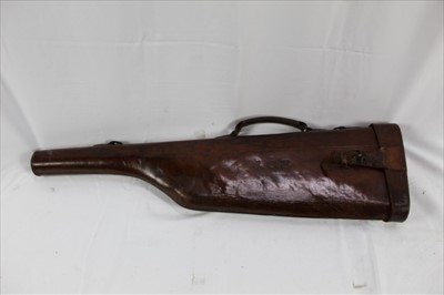 Lot 820 - Edwardian brown leather 'leg of mutton' gun case, with initials 'J.C.R.'