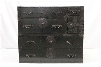 Lot 1351 - 19th century Japanese olive green lacquered military chest