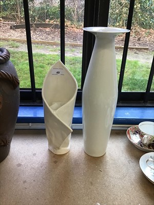 Lot 49 - Carol McNicoll crumpled technique ceramic vase, together with a Fursenberg white glazed vase