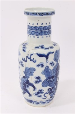 Lot 150 - Late 19th century Chinese blue and white rouleau vase