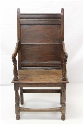 Lot 1252 - Late 17th / early 18th century oak wainscot chair