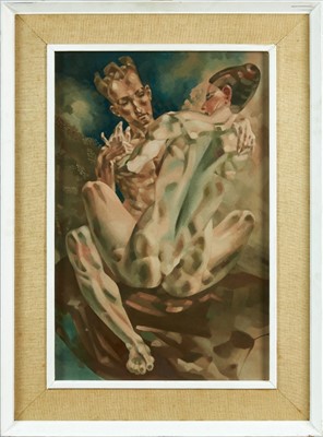 Lot 1186 - Francis Plummer (1930-2019) oil on board - the lovers, unsigned, framed, 60cm x 39cm