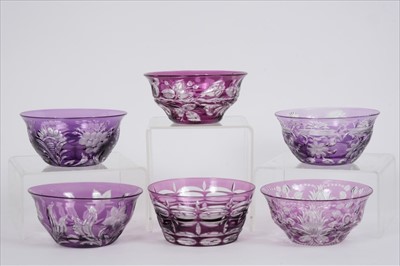 Lot 155 - Six fine quality late 19th / early 20th century intaglio-cut crystal glass bowls