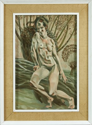 Lot 1187 - Francis Plummer (1930-2019) oil on board - female beneath a willow, unsigned, framed, 60cm x 39cm